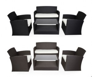 Jardin patio extérieur meubles tissé en rotin osier de luxe Sofa Set