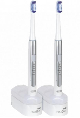Oral-B Pack 2 brosses à dents électrique Pulsonic SLIM Blanc/Argent