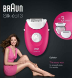 BRAUN épilateur Silk-épil SE3-410 rose et blanc.