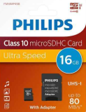 Philips MicroSDHC 16Go CL10 80mb/s UHS-I +Adaptateur au détail