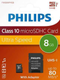 Philips MicroSDHC 8Go CL10 80mb/s UHS-I +Adaptateur au détail