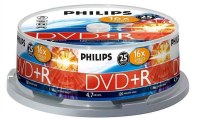 Philips Lot de 25 disques DVD+R 4,7GB 16x SP DR4S6B25F/00