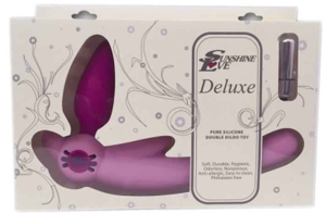 SUN. D. ELGRANDE STRAPLESS DBLE. DILDO, VIBRO, SILICONE, ROSE, 19CM