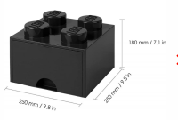 LEGO Brique de rangement 4 plots + 1 tiroir noir (40051733)