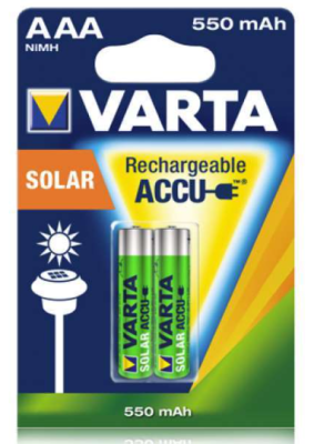 Piles Varta Solar Recharge AAA 550mAh Blister (Pack de 2) 56733 101 402