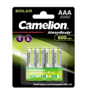 Pack de 4 piles rechargeables Camelion AlwaysReady Micro AAA 600mA