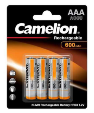 Camelion Pack de 4 piles rechargeables AAA Micro 600mAh