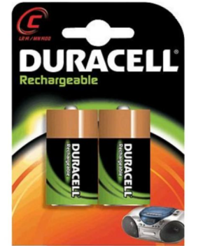 Duracell Akku NiMH, Baby, C, HR14, 1.2V/3000mAh Recharge, Blister (2 piles )