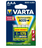 Piles Varta Micro AAA NiMH 800mAh Blister 1,2V, (Pack de 4) 56703 101 404