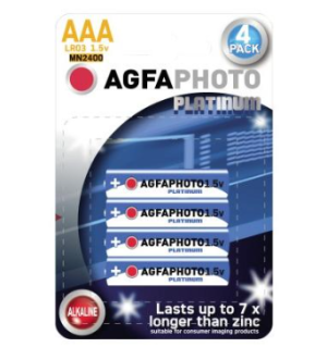 AGFAPHOTO Pack de 4 piles Alkaline, Micro, AAA, LR03, 1.5V , Blister