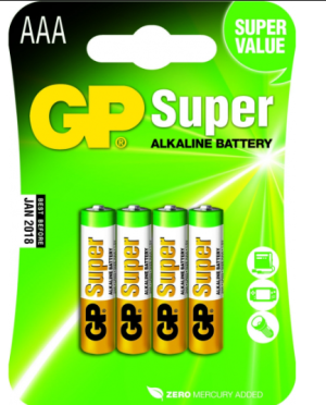 GP SUPER Pack de 4 piles LR03 Micro AAA 030.24AC4