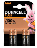 Duracell Pack de 4 piles Alkaline Plus Extra Life MN2400/LR03 Micro AAA