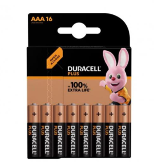 Duracell Pack de 16 piles Alkaline Plus Extra Life MN2400/LR03 Micro AAA