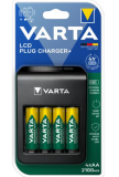 Varta Chargeur universel de batterie , chargeur à fiche LCD avec piles, 4x Mignon, AA