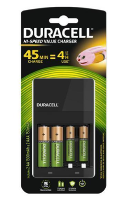 Chargeur universel Duracell CEF14, incl. 2xAA 2xAAA