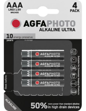 AGFAPHOTO Pack de 4 piles Ultra Alkaline Micro AAA