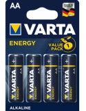 Varta Paquet de 4 piles Alkaline, Mignon, AA, LR06, 1.5V - Energy, Blister