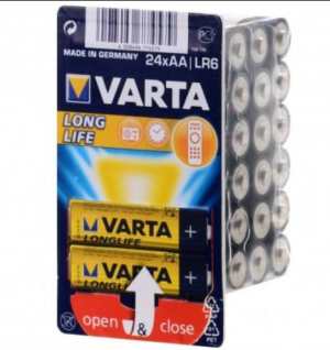 Varta Pack de 24 piles Alkaline, Mignon, AA, LR06, 1.5V Longlife,