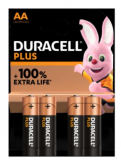 Duracell Pack de 4 piles Alkaline Plus Extra Life MN1500/LR06 Mignon AA