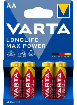 Varta Paquet de 4 piles Alkaline, Mignon, AA, LR06, 1.5V Longlife Max Power