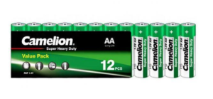 Camelion Paquet de 12 piles Super Heavy Duty Vert LR6 Mignon AA