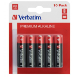 Verbatim Paquet de 10 piles Alkaline, Mignon, AA, LR06, 1.5V - Premium