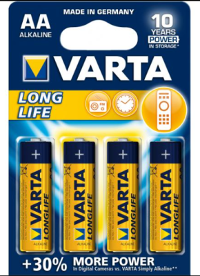 Varta Pack de 4 Piles Alkaline, Mignon, AA, LR06, 1.5V - Longlife