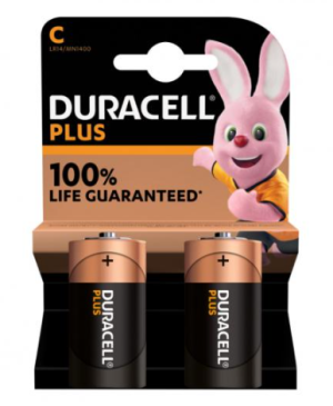 Battery Duracell Alkaline Plus Extra Life MN1400/LR14 Baby C (2-Pack)