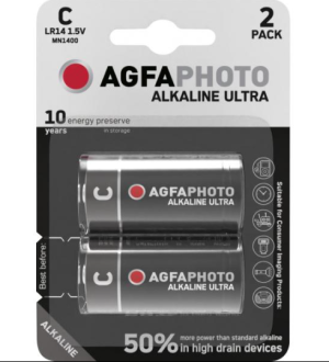 AGFAPHOTO Pack de 2 piles Ultra Alkaline Baby C