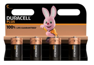 Duracell Pack de 4 piles Baby C Alkaline Plus Extra Life MN1400/LR14