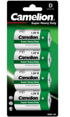 Camelion Paquet de 4 piles Super Heavy Duty Vert Mono D LR20