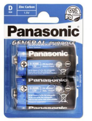 Panasonic Pack de 2 piles Heavy Duty Mono D LR20