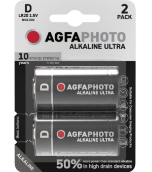 AGFAPHOTO Pack de 2 piles Ultra Alkaline Mono D