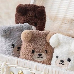 TEDDY SOCKS PACK DE 4 : Paire de Chaussettes Cocooning Ourson en Peluche : Douceur et...