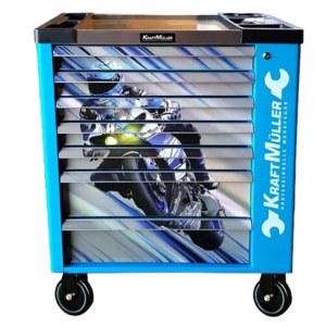 SERVANTE D'ATELIER RACING MOTO BLEU 7 TIROIRS 581 OUTILS.KM-7/7