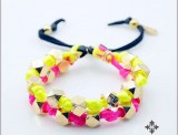 Grossiste bracelet shamballa double spike plaqué or