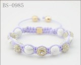 Grossiste bracelet shamballa eyes cristal avec perle d'agate blanche véritable