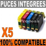 Lot de 5 cartouches compatibles Epson T1811 à T1814 lot T1816