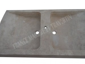 Travertin Classique Beige Évier 2 Bacs 120x60 cm