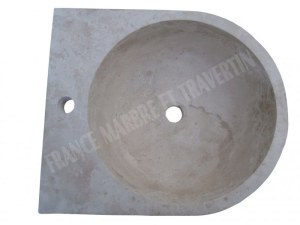 Travertin Beige Lave Main Demi Ronde 50x42 cm