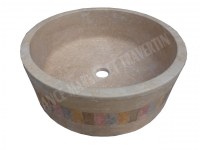 Travertin Classique Vasque Modèle Cylindre Mosaïque 2,3x4,8 cm