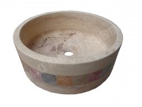 Travertin Classique Vasque Modèle Cylindre Mosaïque 4,8x4,8 cm
