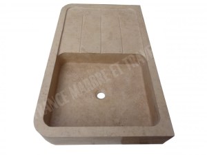 Travertin Classique Beige Évier 1 Bac 100x60 cm