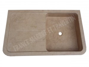 Travertin Classique Beige Évier 1 Bac 100x60 cm