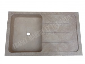 Travertin Classique Beige Évier 1 Bac 100x60 cm