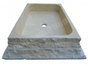 Travertin Classique Beige Évier 60x45 cm Pyramide