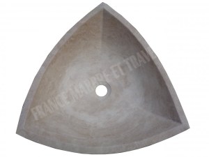 Travertin Beige Vasque Modèle Triangle 40x40 cm