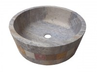 Travertin Silver Mosaique Vasque Modèle Cylindre 4,8x4,8 cm