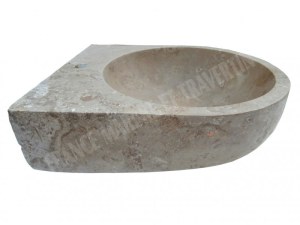 Travertin Noce Vasque Lave Main Demi Ronde 50x42 cm