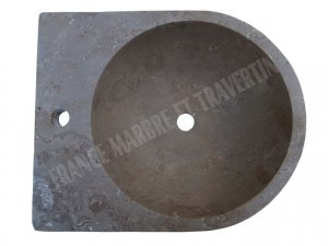 Travertin Noce Vasque Lave Main Demi Ronde 50x42 cm